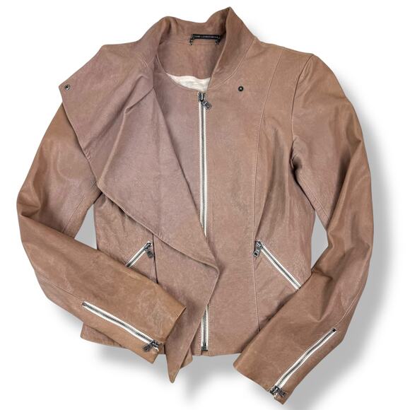 DIANE VON FURSTENBERG tan lamb leather jacket - Picture 15 of 16